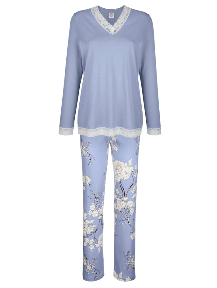 Pyjama Ringella Bleu pigeon/blanc/aubergine