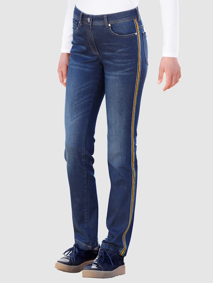Image of Jeans Dress In Dark blue::Gelb