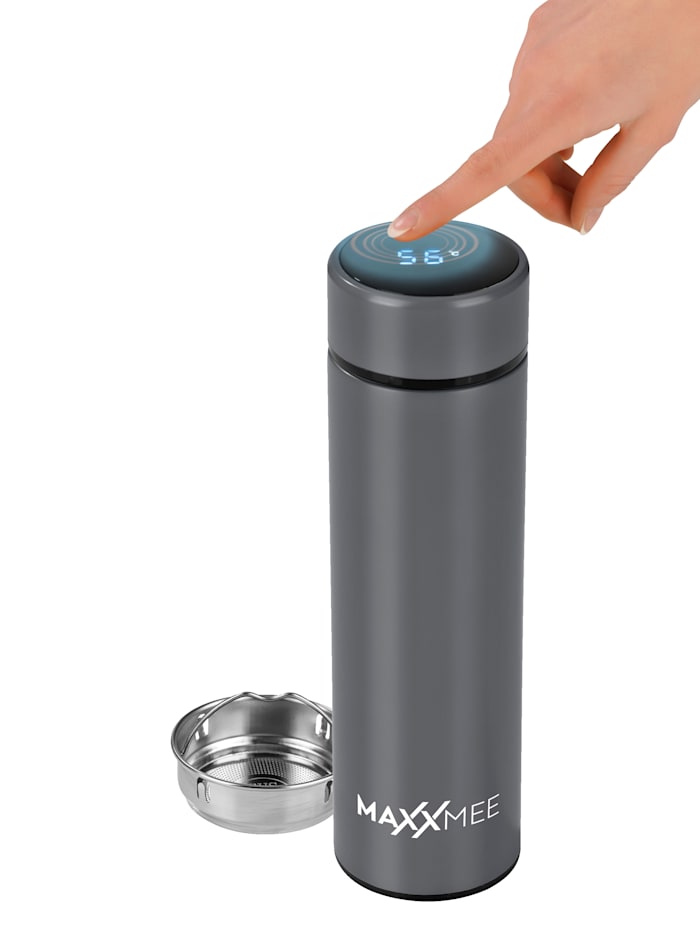 Image of Edelstahl-Thermoflasche mit praktischer LED-Temperaturanzeige MAXXMEE Grau