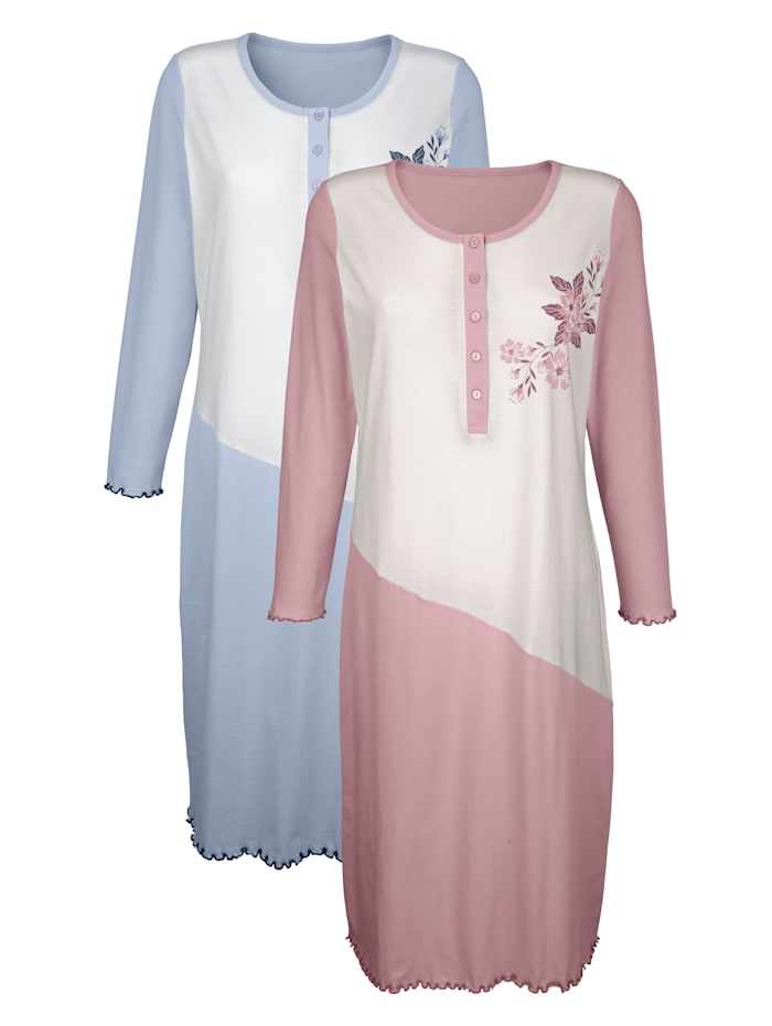 Chemises de nuit Harmony Vieux rose/bleu/blanc