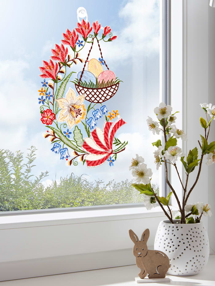 Image of Fensterbild 'Ostern' Plauener Spitze Multicolor