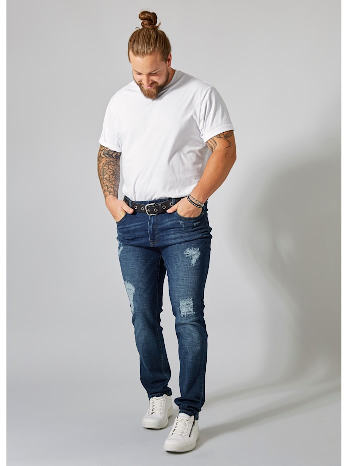 Image of Destroyed Jeans Slim Fit John F. Gee Blue stone