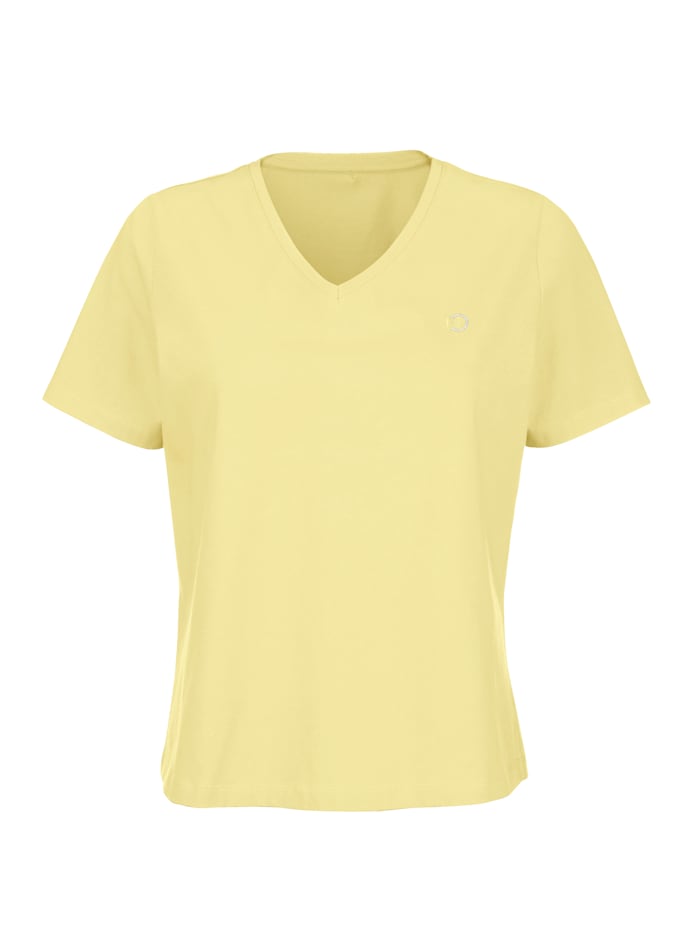 MONA Shirt met subtiel strasmotief Lichtgeel online kopen
