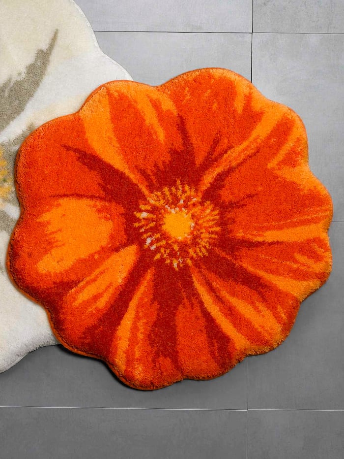 Image of Badematte 'Blüte' Grund Orange