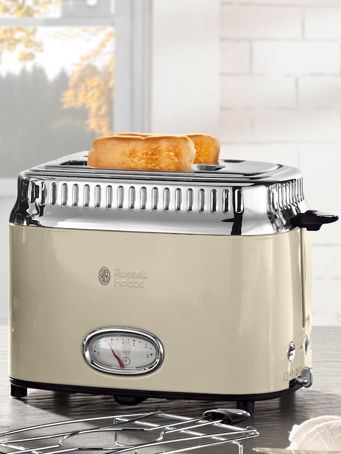 Image of Kompakt Toaster mit Retro Contdown Anzeige Russell Hobbs Creme-Weiß