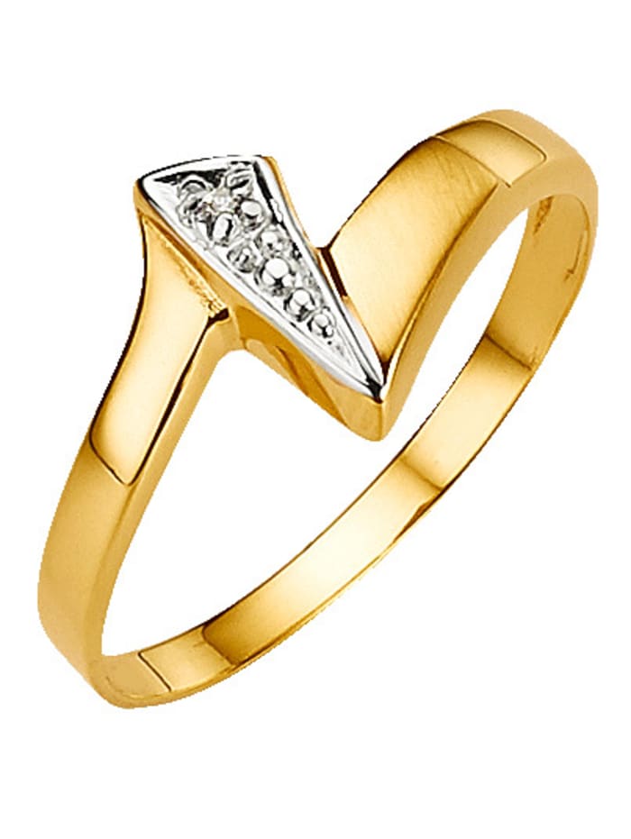 Image of Damenring mit Diamant KLiNGEL Gelbgoldfarben::Weißgoldfarben