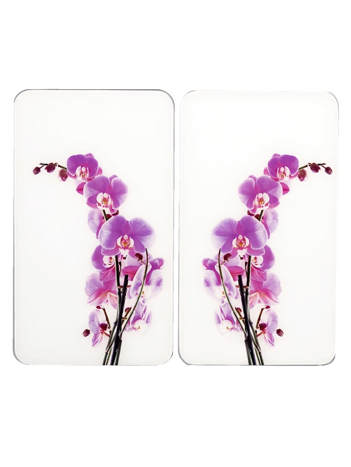 Image of 2er-Set Herdabdeckplatten Orchideenblüte Wenko Multicolor