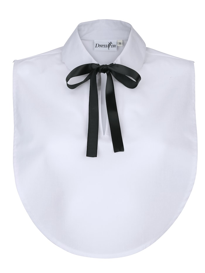 Empiècement col chemise Dress In Blanc avec noeud noir