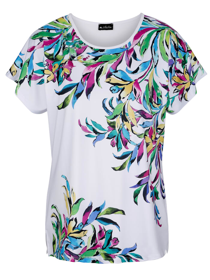 T-shirt m. collection Blanc::Rose vif::Vert