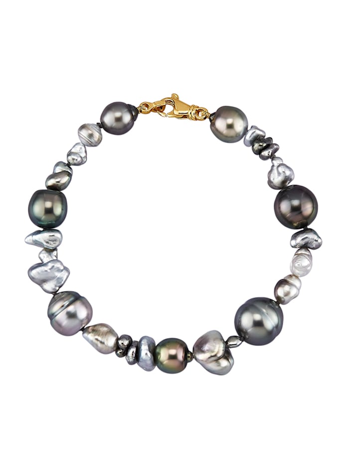 Image of Perlen-Armband Amara Perle Grau