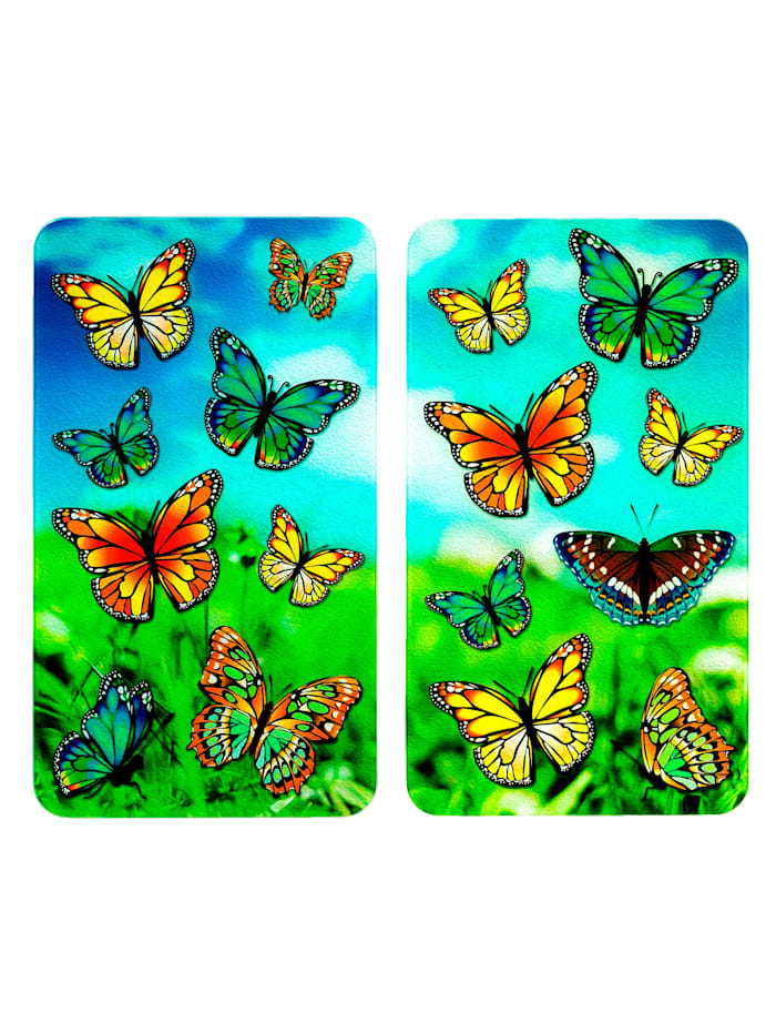 Image of 2er-Set Herdabdeckplatten 'Schmetterlinge' Wenko Multicolor