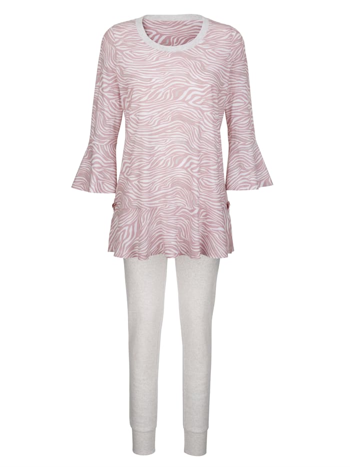 Pyjama Simone Bois de rose/blanc/gris chiné