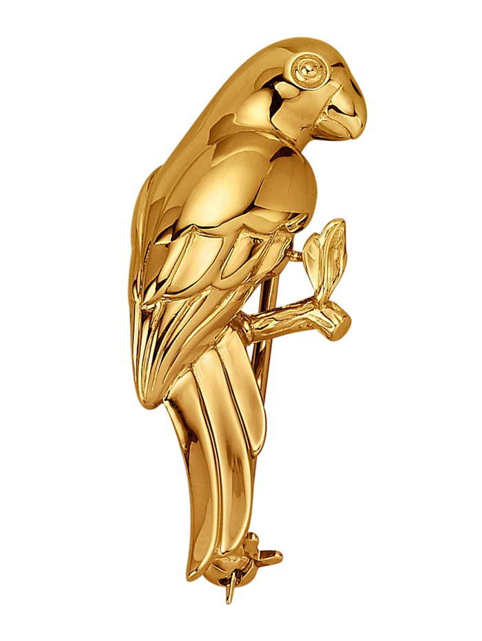 Image of Papagei-Brosche Amara Gold Gelbgoldfarben