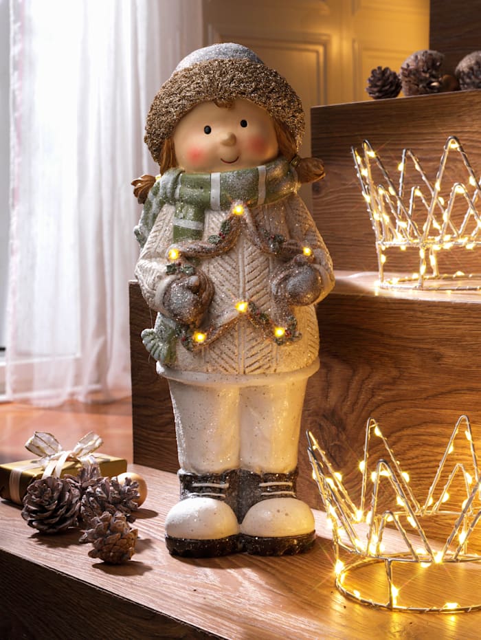 Image of LED-Wintermädchen mit Stern Tewa Creme-Weiß