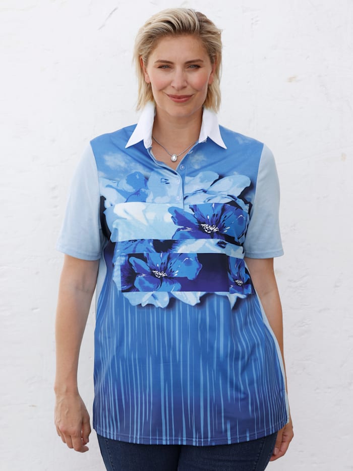 Image of Poloshirt m. collection Marineblau::Blau::Weiß