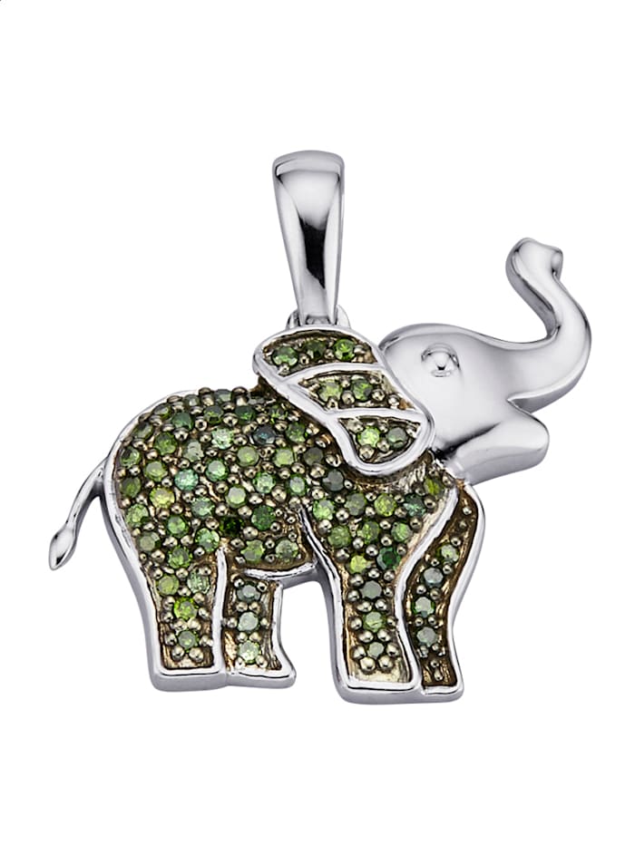 Image of Elefant-Anhänger Amara Diamant Grün