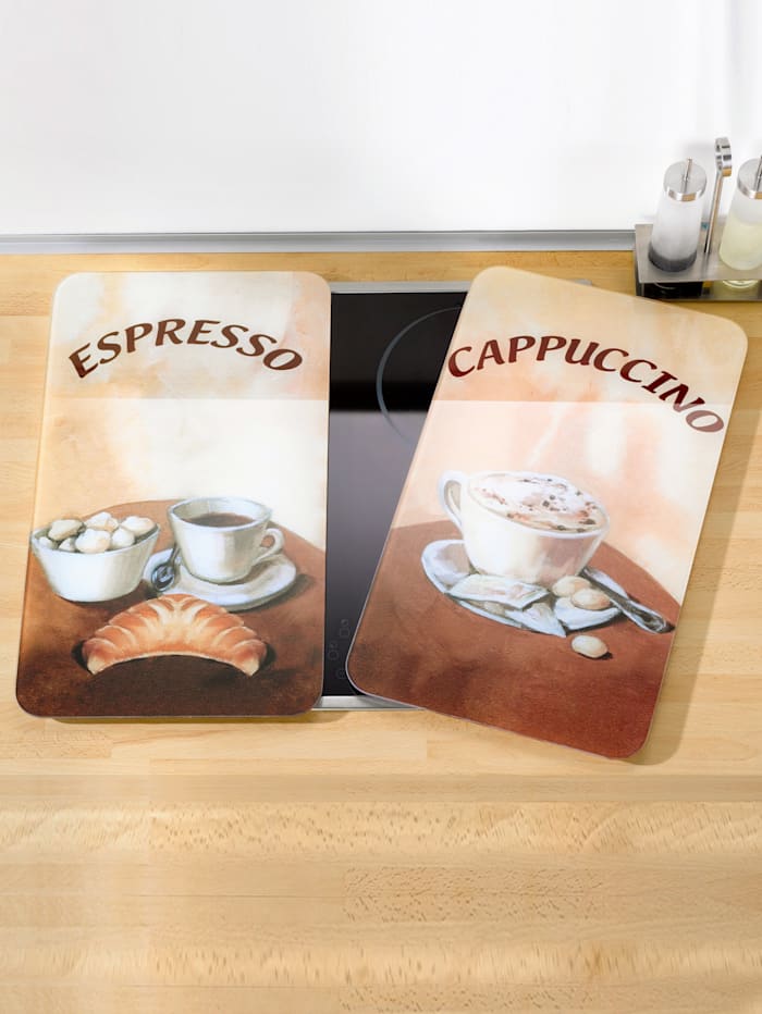 Image of 2er-Set Herdabdeckplatten Espresso/Cappuccino Wenko Dunkelbraun::Hellbraun