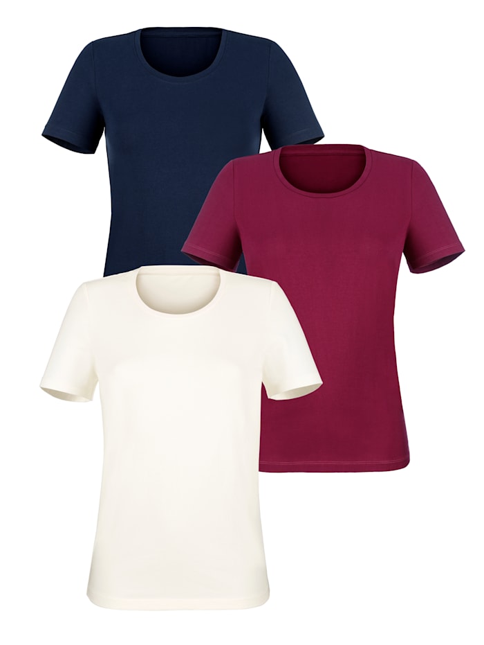 T-shirt Harmony 1x marine, 1x baies, 1x crème