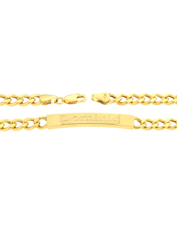 Image of Armband mit Gravurplatte in Gelbgold 375 Grazielli Gelb