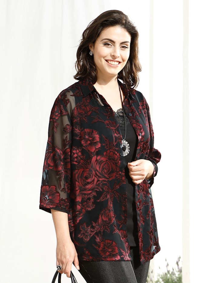 Image of Bluse m. collection Schwarz::Rot
