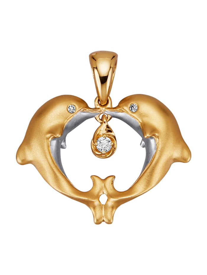 Image of Delfin-Anhänger Amara Diamant Gelbgoldfarben
