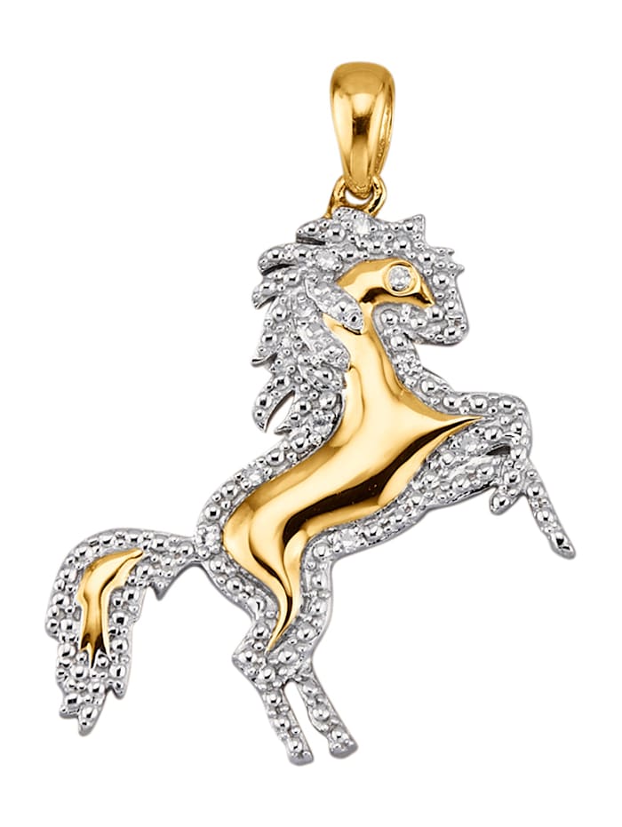 Image of Pferde-Anhänger Amara Diamant Gelbgoldfarben