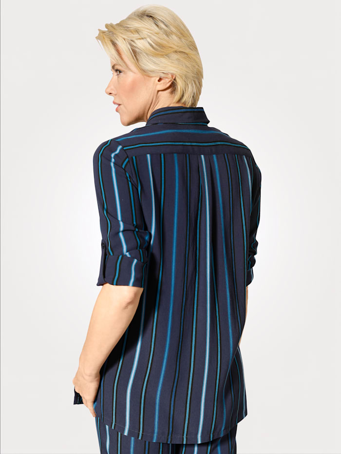 Veste-chemise à rayures tissées MONA Marine/Turquoise