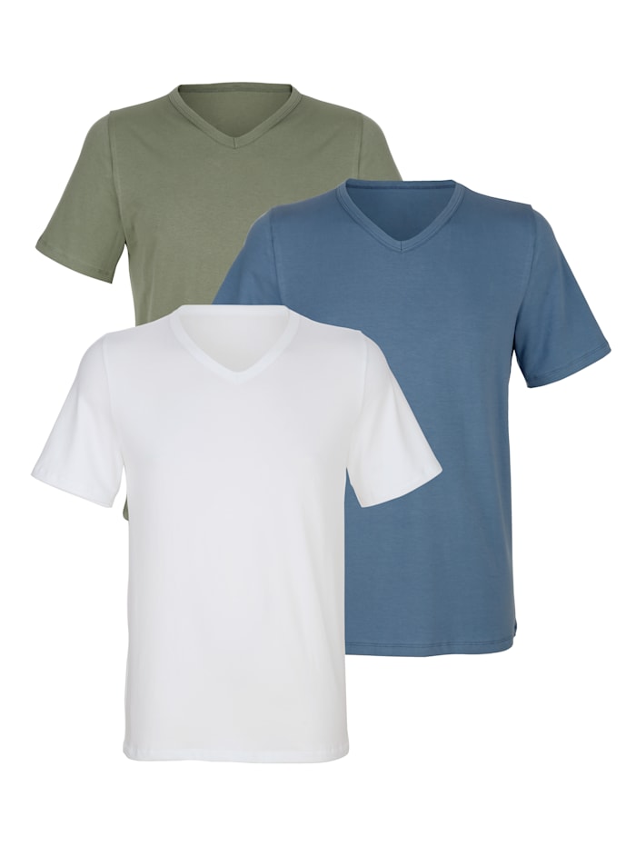 Shirts im 3er-Pack in angenehmer Qualität Grün/Blau/Weiß
