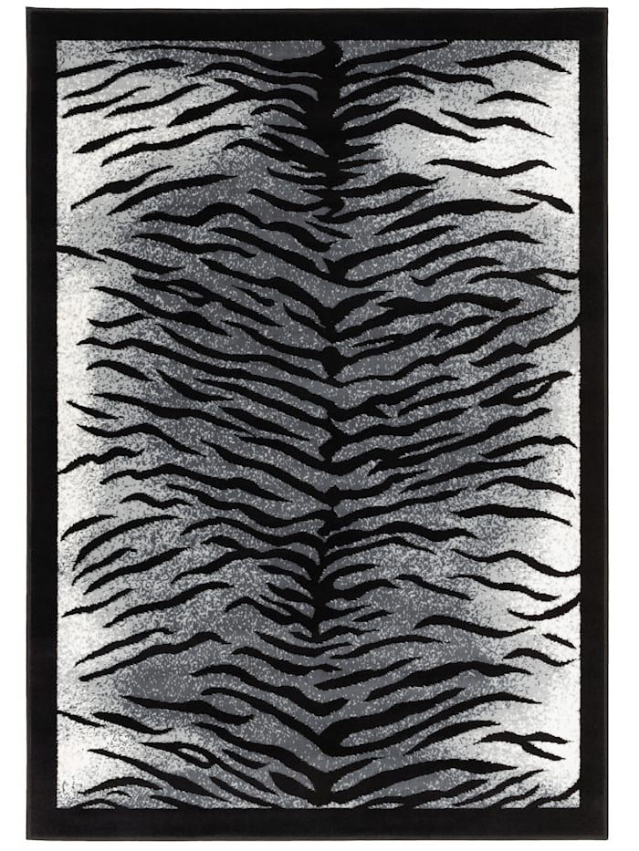 Designer Teppich Samba Modern  Zebra Pergamon Grau Schwarz