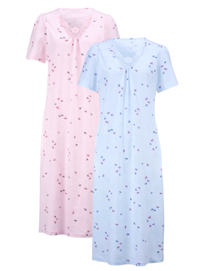 Nachthemd met romantisch kantmotief Harmony Roze/Blauw