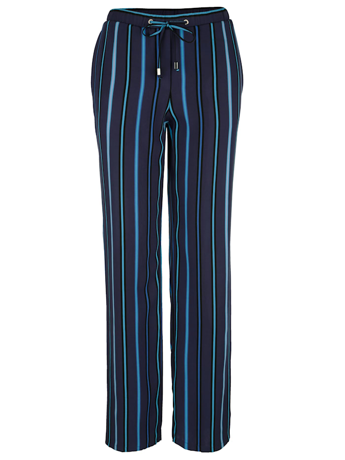 Pantalon à rayures tissées MONA Marine/Turquoise