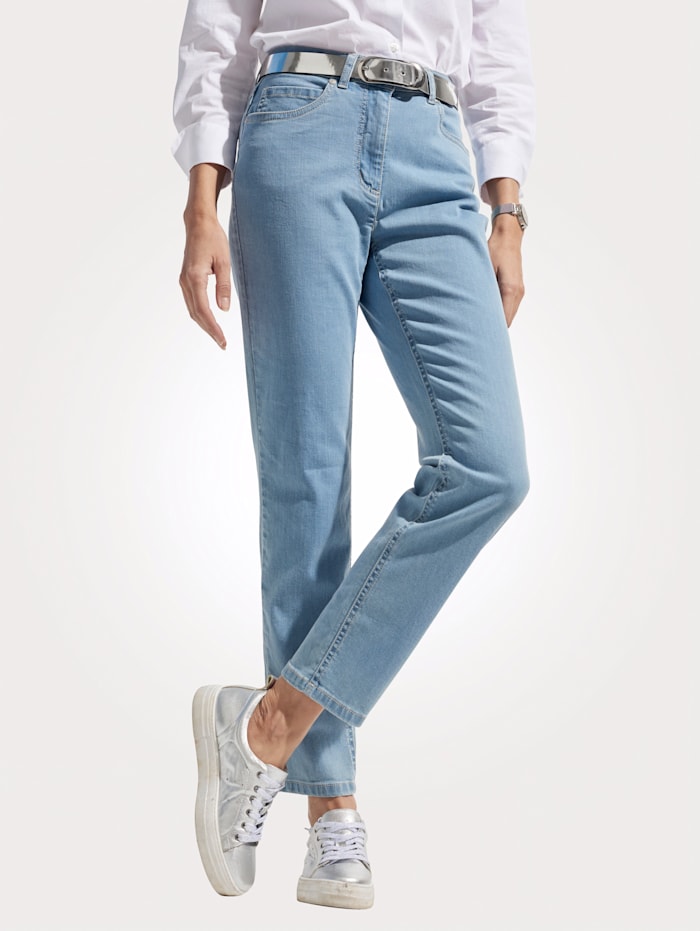 Jeans met geborduurd logo MONA Lichtblauw