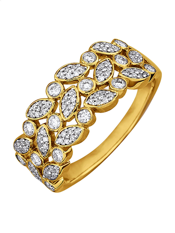 Damenring mit Brillanten und Diamanten in Gelbgold 585 Diemer Diamant Gelbgold