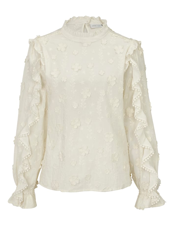 Image of Bluse mit Blütenapplikation Fabienne Chapot Creme-Weiß