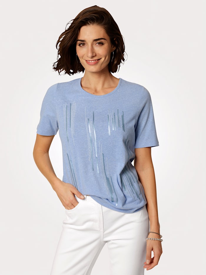 Shirt met gestreept borduursel MONA Lichtblauw