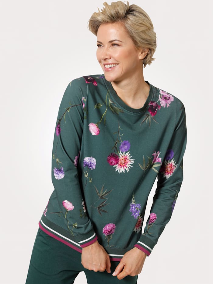 Sweatshirt met bloemenprint MONA Donkergroen/Roze/Paars