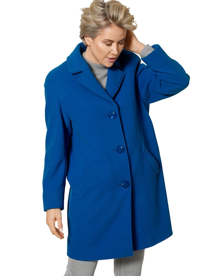 Manteau en laine mélangée à boutons fantaisie MONA Bleu roi