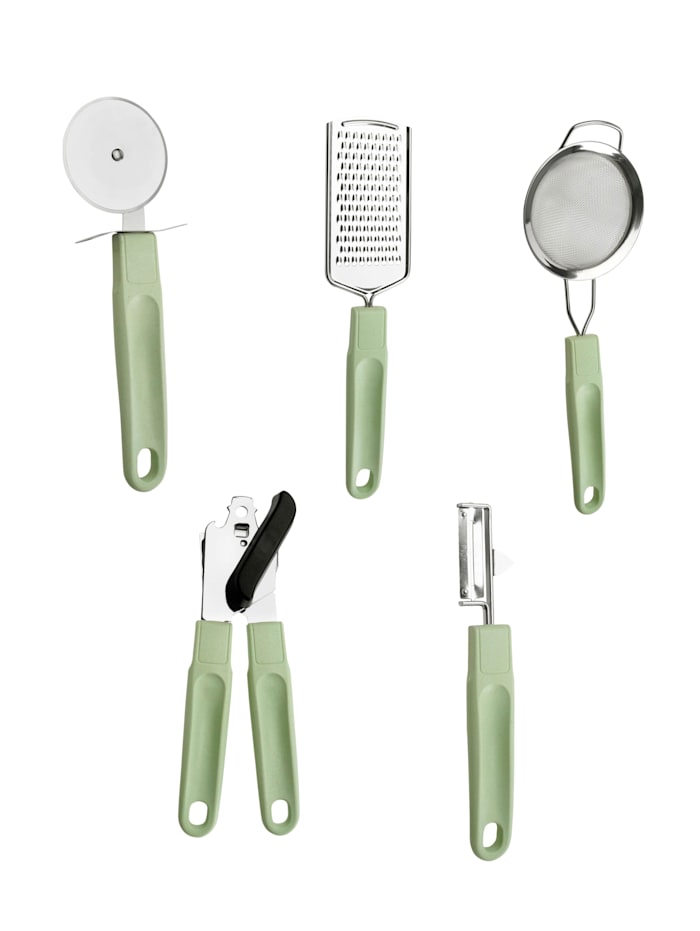 5-delige set keukenhulpjes Ecolution Tools Fackelmann Groen/Zilverkleur