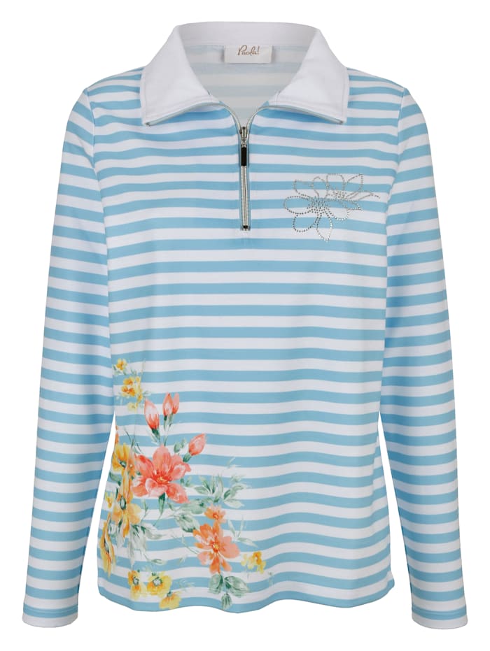 Sweatshirt met streepdessin Paola Hemelsblauw/Wit