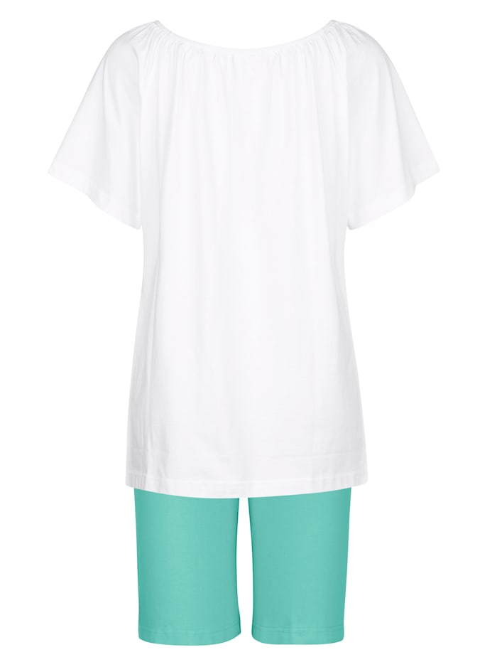 Pyjashort à motif placé Harmony Vert clair/Blanc/Rose clair