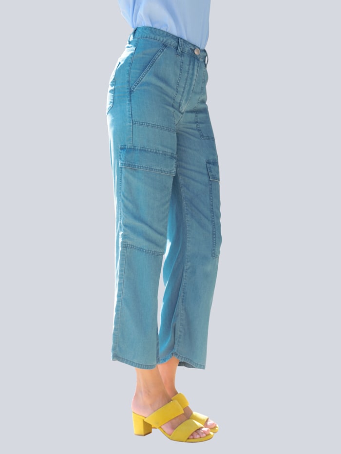 Broek in trendy cargostijl Alba Moda Jeansblauw