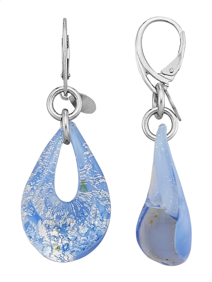 Boucles d'oreilles en verre de Murano Bleu