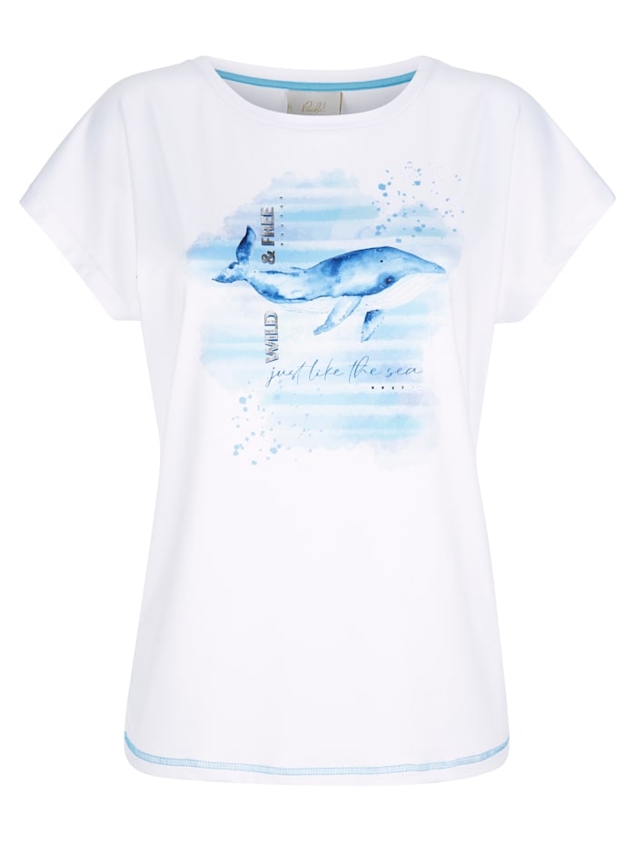 Shirt met walvis-aquarelmotief Paola Wit/Blauw/Mint