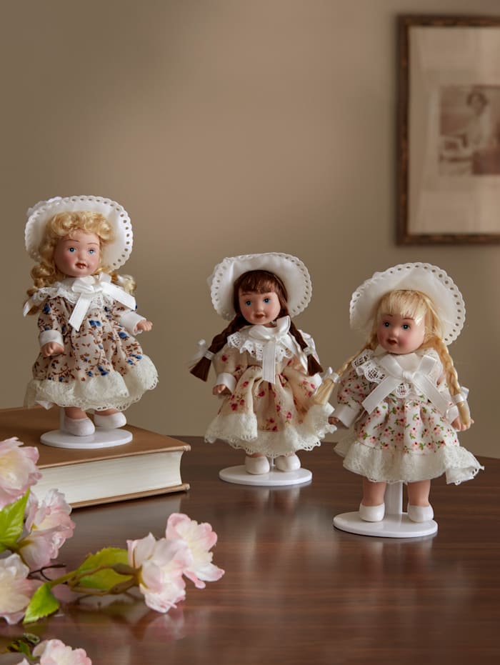 Lot de 3 poupées en porcelaine Multicolore