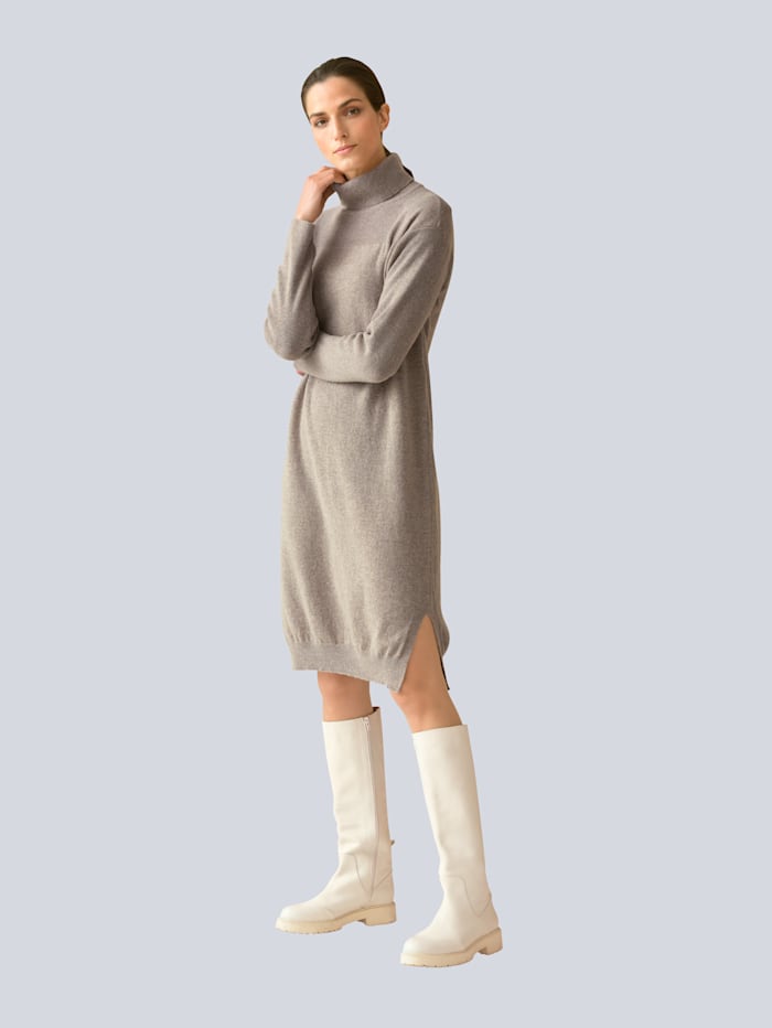 Gebreide jurk met col Alba Moda Beige product