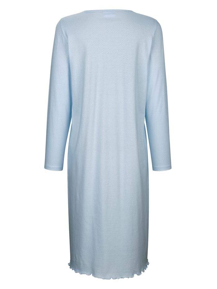 Chemise de nuit avec dentelle soulignée de jolies fronces MONA Bleu ciel/Blanc