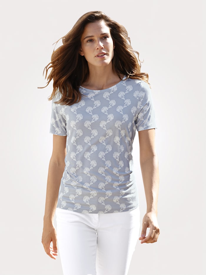 Shirt met leuke bloemenprint MONA Lichtblauw/Ecru