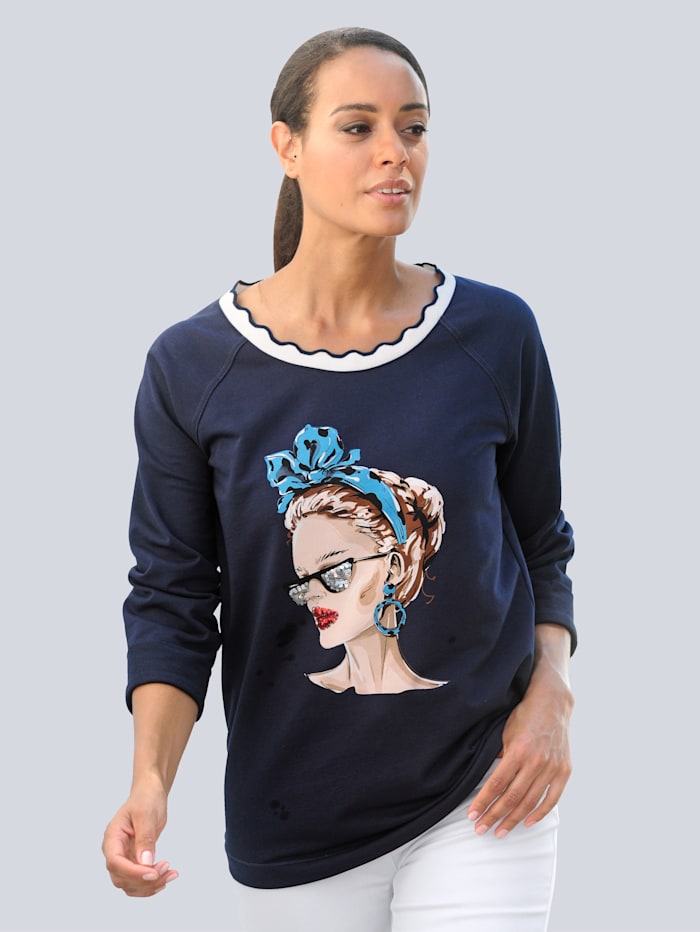Strandshirt met print voor Alba Moda Marine