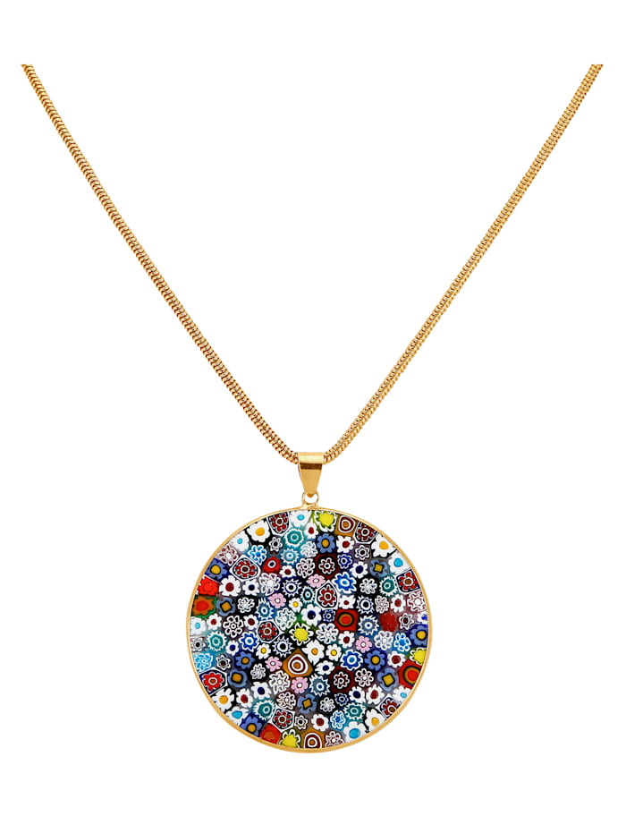 Pendentif en verre de Murano avec collier Multicolore