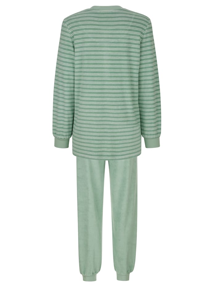 Pyjama avec patte de boutonnage pratique MONA Sauge/Écru